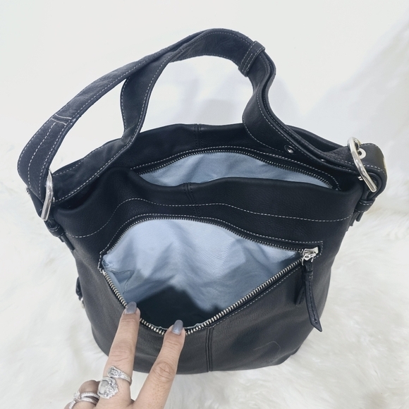 Coach Pebbled Black Leather Hobo Shoulder Tote Purse Bag Large Classic - Picture 12 of 14